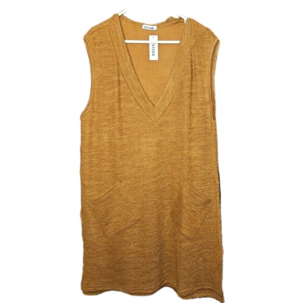 NWT VETIOR Orange Knit Sweater Vest Dress XL V-Neck Pinafore Boho Academic
